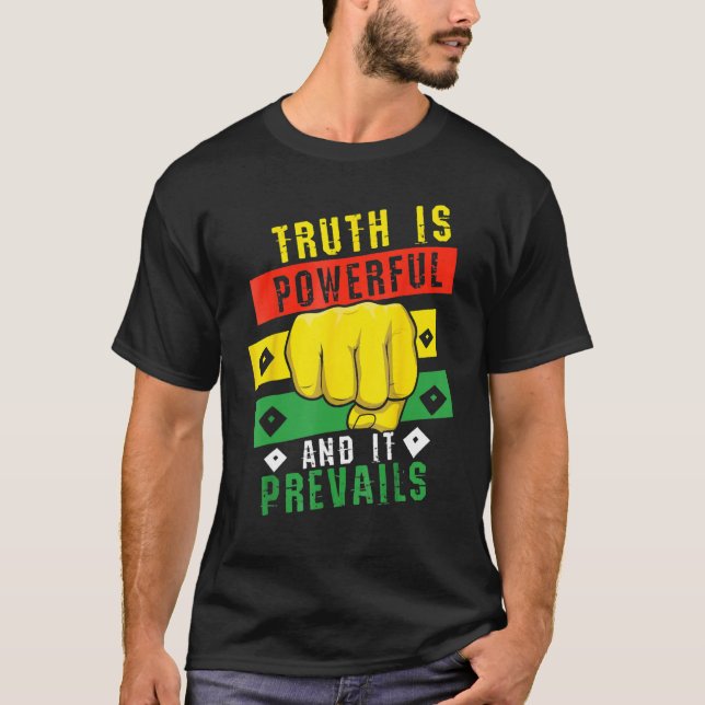 T-shirt Truth Powerful Black Fist Prevail, Pride Black His (Devant)