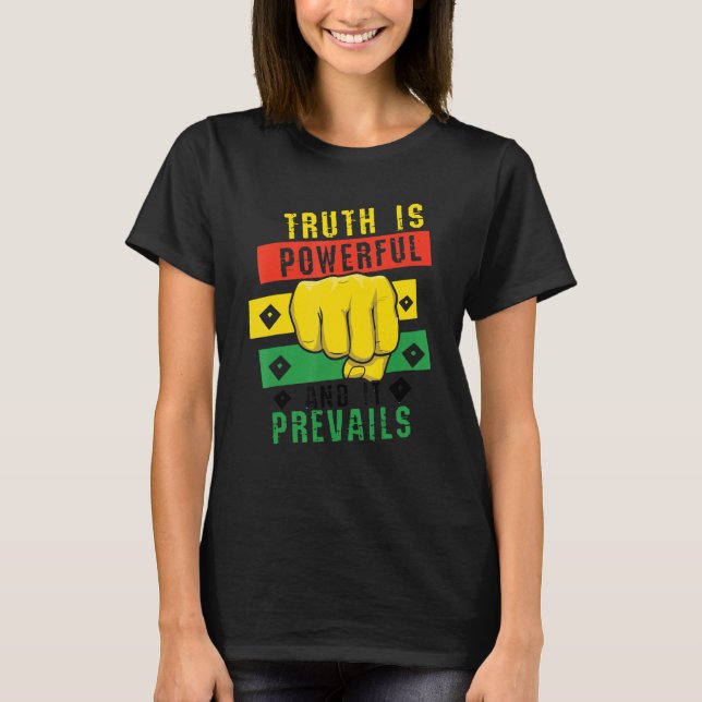 T-shirt Truth Powerful Black Fist Prevail, Pride Black His (Devant)