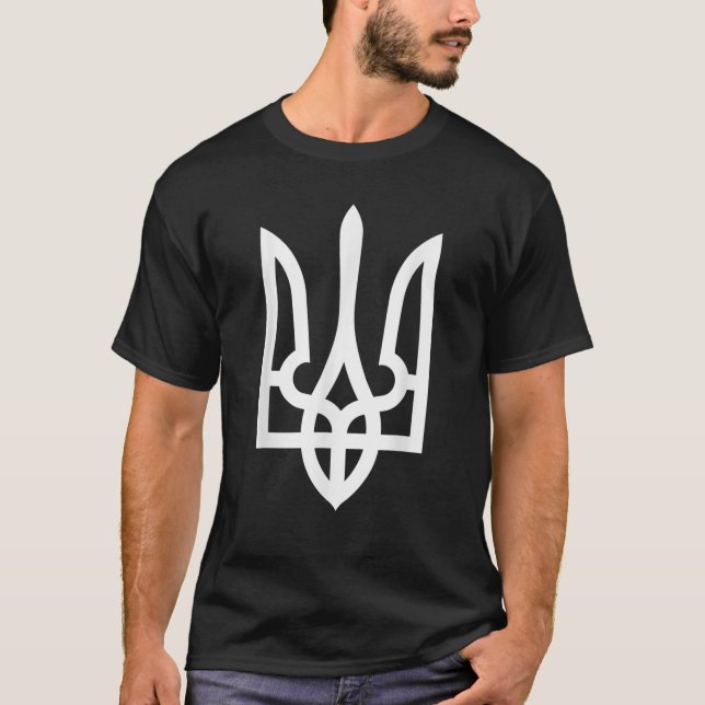 T-shirt Tryzub (blanc) - Trident ukrainien (Devant)