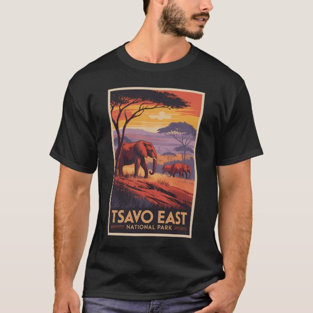 T-shirt Tsavo East National Park Kenya Illustration Travel (Devant)