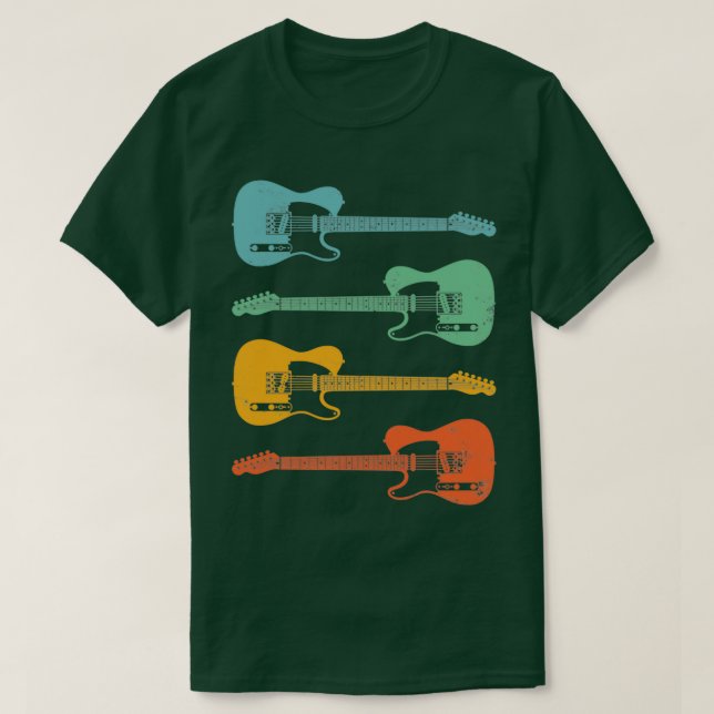 T-shirt TStyle Cool de guitare électrique Couleurs rétro (Design devant)