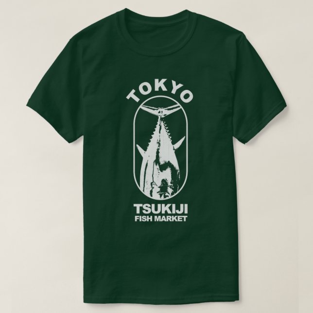 T-shirt Tsukiji Poisson Vintage Tokyo Japon (Design devant)