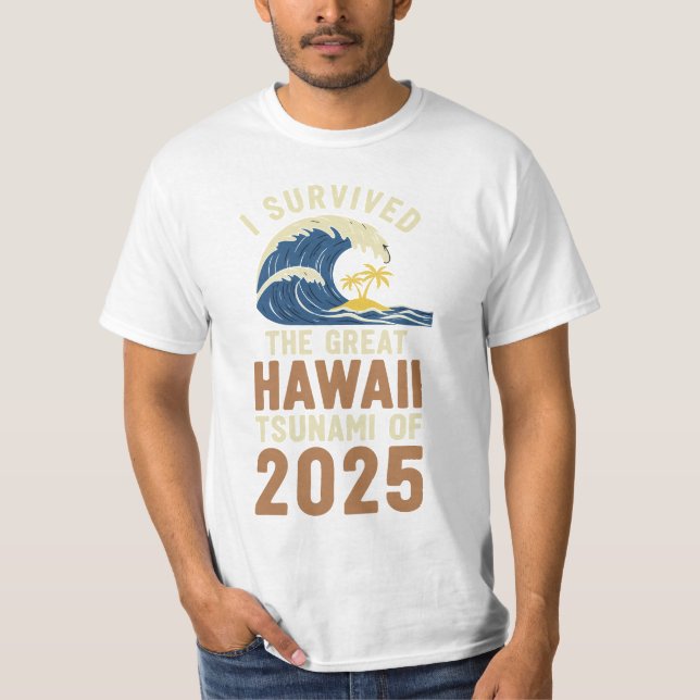 T-shirt Tsunami Hawaii Survived 2025 Beach Vacation Tee (Devant)