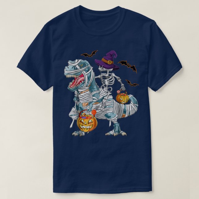 T-shirt Ttre dinosaure Skeleton Riding Mummy Dinosaur (Design devant)