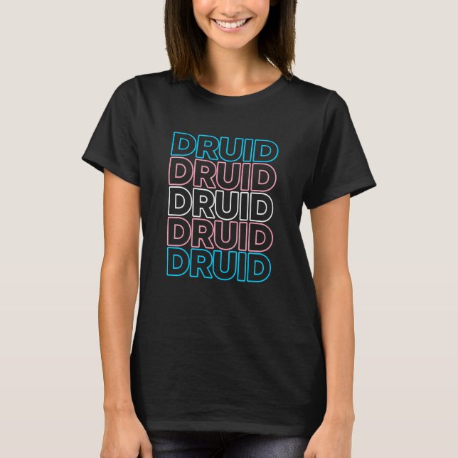 T-shirt TTRPG Druid Classe Trans Pride (Devant)