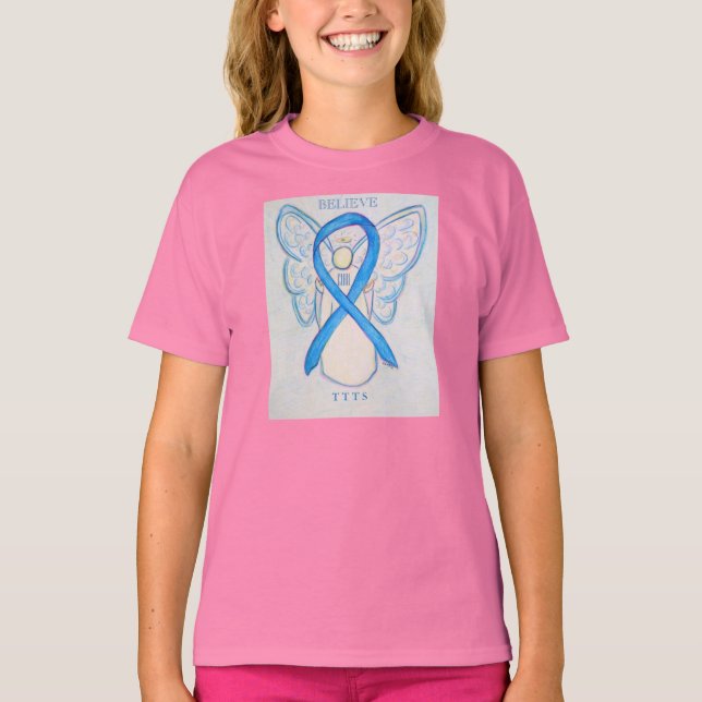 T-shirt TTS Blue Awareness Ribbon Angel Custom Shirt (Devant)