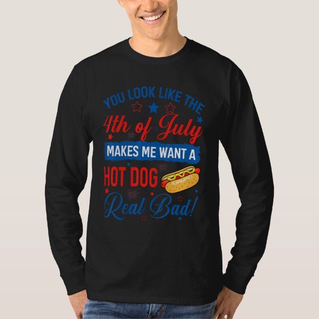T-shirt Tu As L'Air Du 4 juillet Hot Dog 4 juillet (Devant)