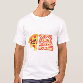 T-shirt Tu as volé une pizza mon coeur ! Caricature Cute P