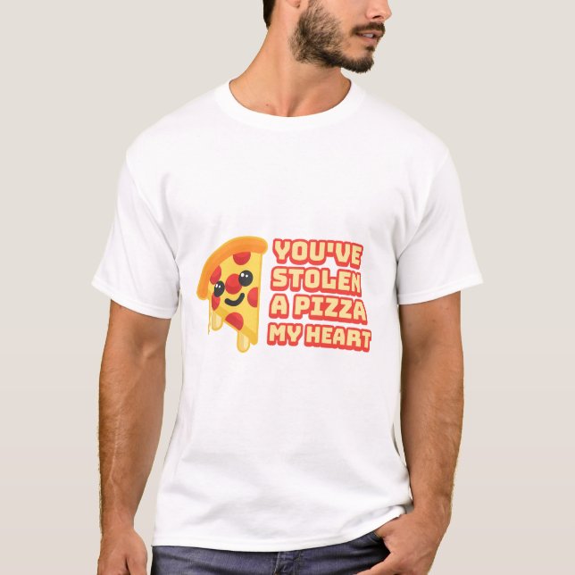 T-shirt Tu as volé une pizza mon coeur ! Caricature Cute P (Devant)