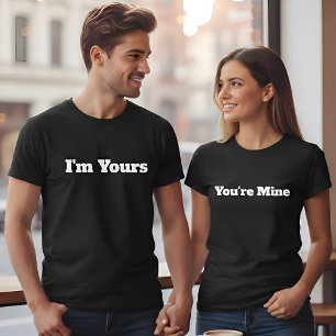 T-shirt Tu es à moi Texte personnalisé Noir Femmes Couples