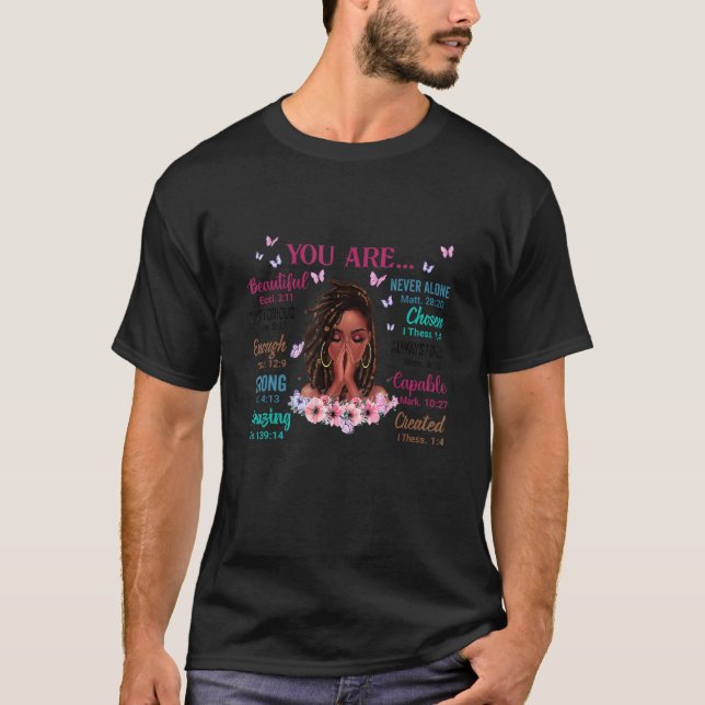 T-shirt Tu Es Assez Belle Femme Noire Père Noël (Devant)