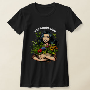 T-shirt Tu Grandis Fille   Amoureux des Plantes rétro amus
