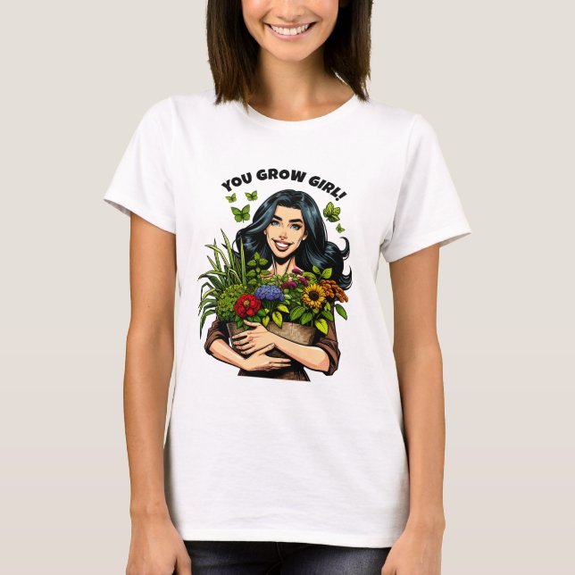 T-shirt Tu Grandis Fille | Amoureux des Plantes rétro amus (Devant)