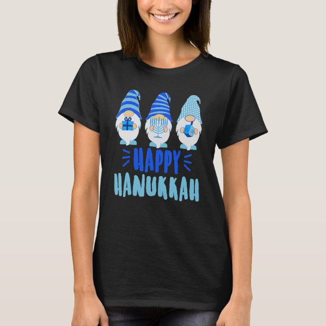 T-shirt Tu Happy Hanukkah 2022 Gnome Menorah Dreidel Costu (Devant)