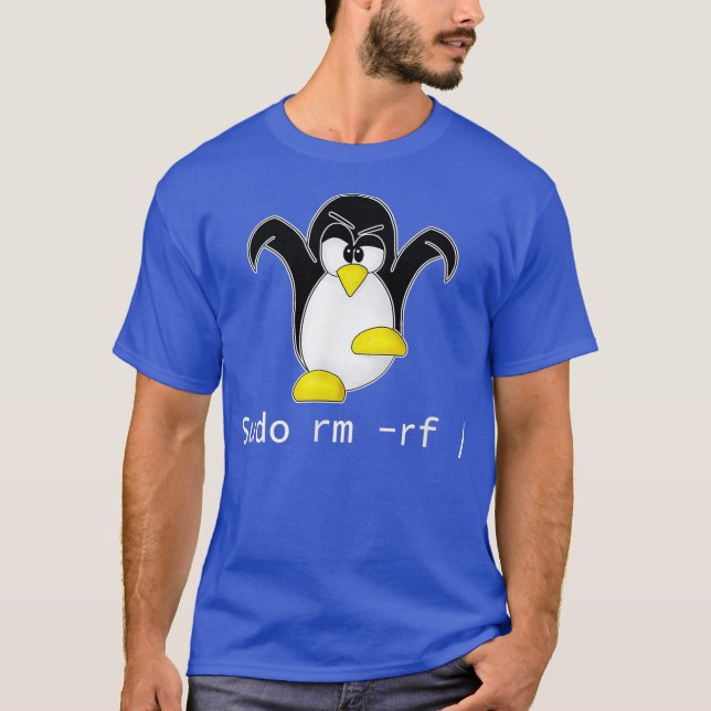 T-shirt Tu Linu Penguin Sudo Rm Rf (Devant)