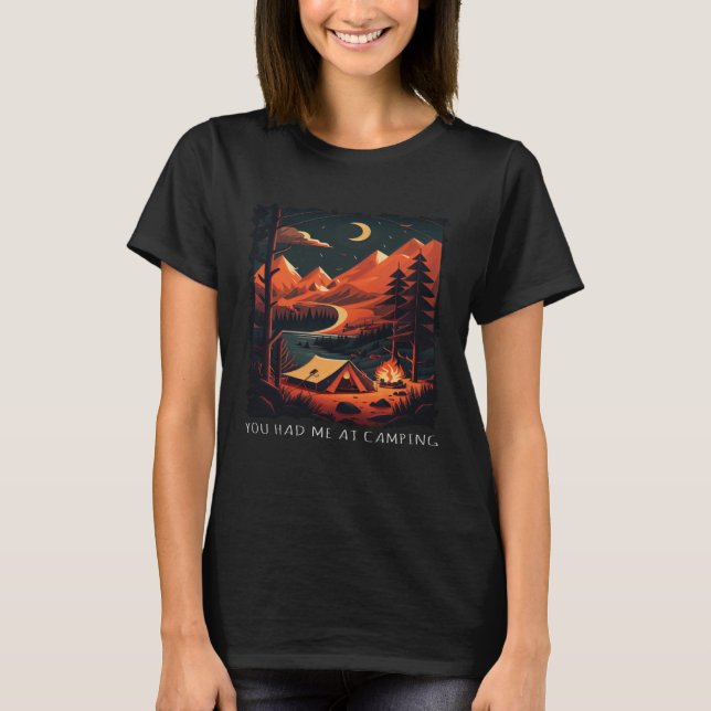 T-shirt Tu m'as eu au camping rétro camping (Devant)