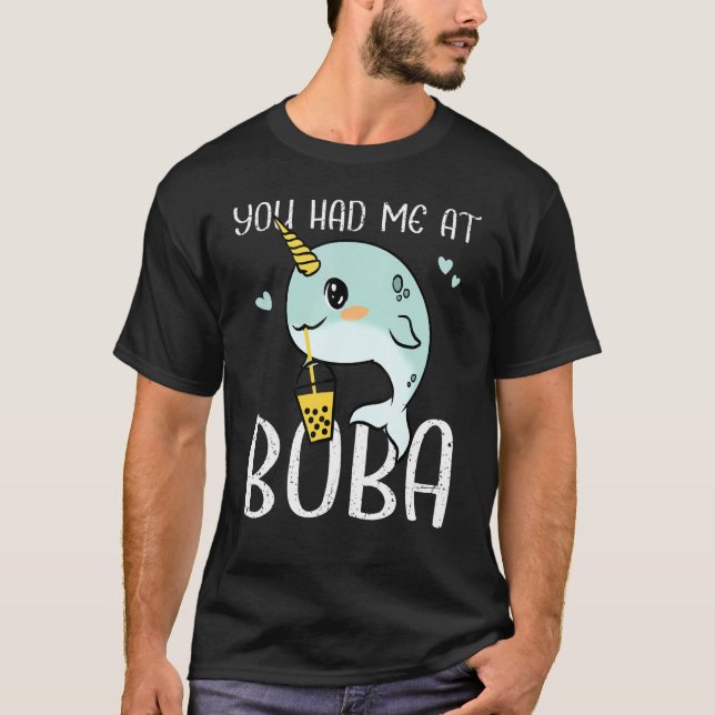 T-shirt Tu M'As Eu Chez Boba Narwhal Cute Kids Bubble Tea (Devant)