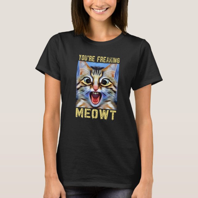 T-shirt Tu me fais carrément flipper  Mème de chat Chat  M (Devant)