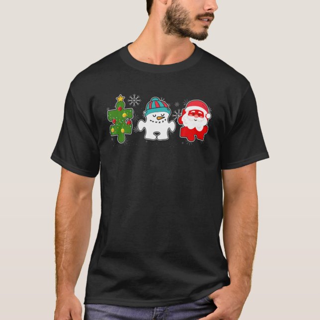 T-shirt Tu Puzzle Sensibilisation sur l'autisme Santa Clau (Devant)