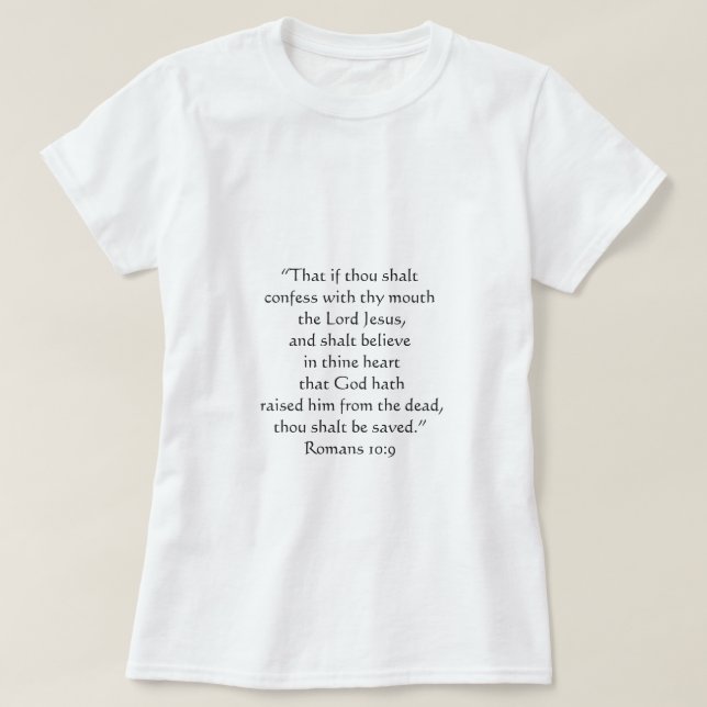 T-shirt Tu seras sauvé Vérité Romains 10:9   (Design devant)
