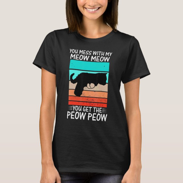 T-shirt Tu T'en Prends à Miaou Chat Pew Peow (Devant)