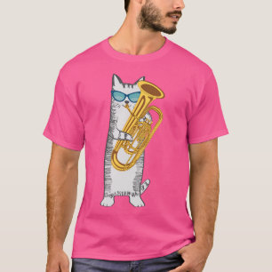 T-shirt Tuba Chat Portant Des Lunettes De Soleil Rétro Pou