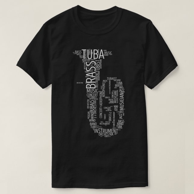 T-shirt Tuba Design Word Cloud pour un lecteur Tuba (Design devant)