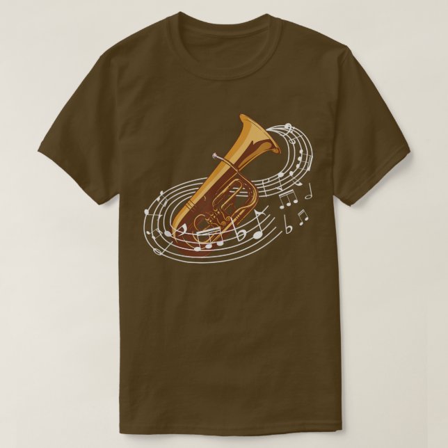 T-shirt Tuba Music Notes d'instruments en laiton (Design devant)