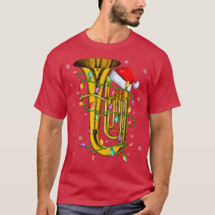 T-shirt Tuba Musique Xmas Éclairage Santa Chapeau Tuba C