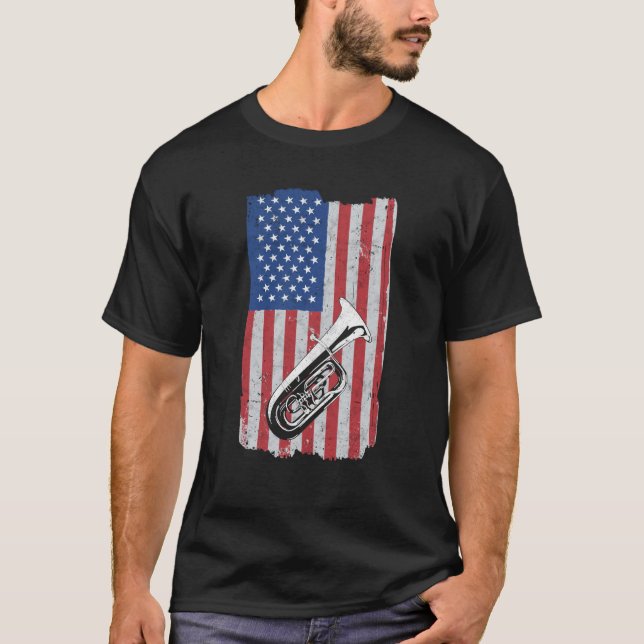T-shirt Tuba Usa Flag Tuba Player Tubist (Devant)