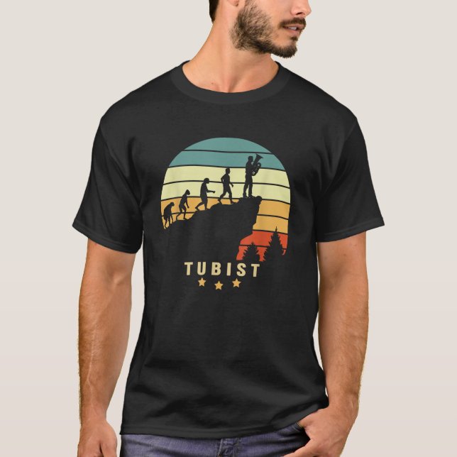 T-shirt TUBIST Evolution tuba coucher de soleil rétro homm (Devant)