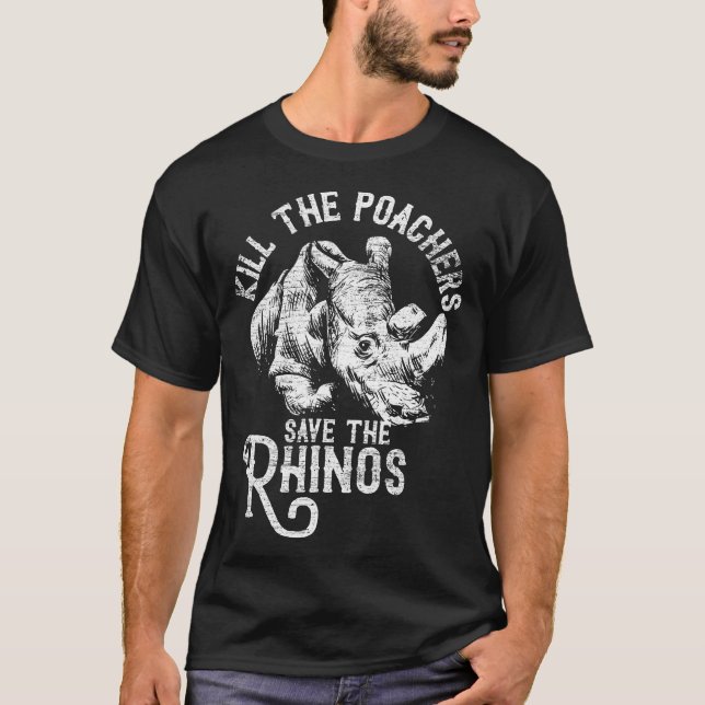 T-shirt Tuer Les Poachers Sauvez Le Cadeau Rhino (Devant)