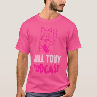 T-shirt Tuer Tony Podcast Pink Maneki Neko Lucky Cat