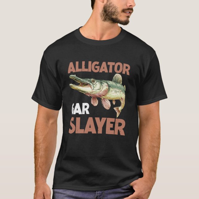 T-shirt Tueur de lépisosté Alligator Pêcheur - (Devant)