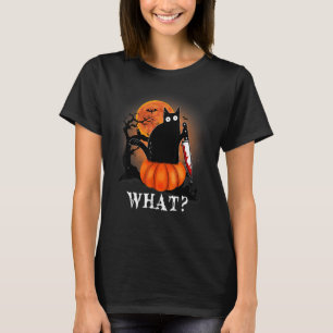 T-shirt Tueur Halloween Lune effrayante Chat noir avec cou