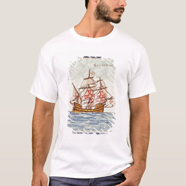 T-shirt Tuile d'Azulejos dépeignant un bateau, de Sagres (Devant)