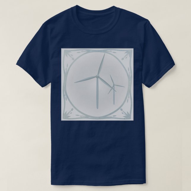 T-shirt Tuile de style blauw Delft avec éoliennes (Design devant)