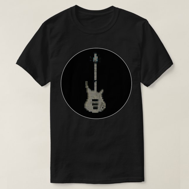 T-shirt Tuile Pixel blanc K5 basse guitare dans un cercle  (Design devant)
