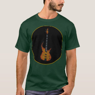T-shirt Tuile Pixel Burning Fire Bass Guitare dans un Ci N
