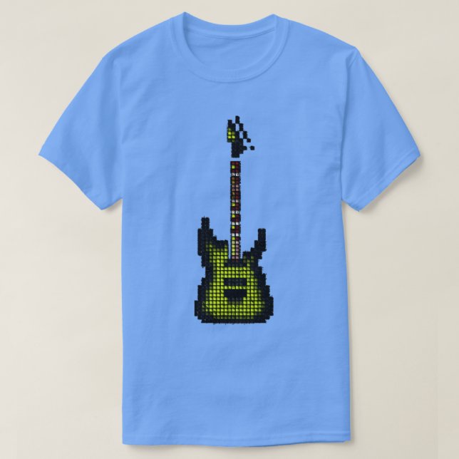 T-shirt Tuile Pixel Green Burst Electric Guitare vers le h (Design devant)