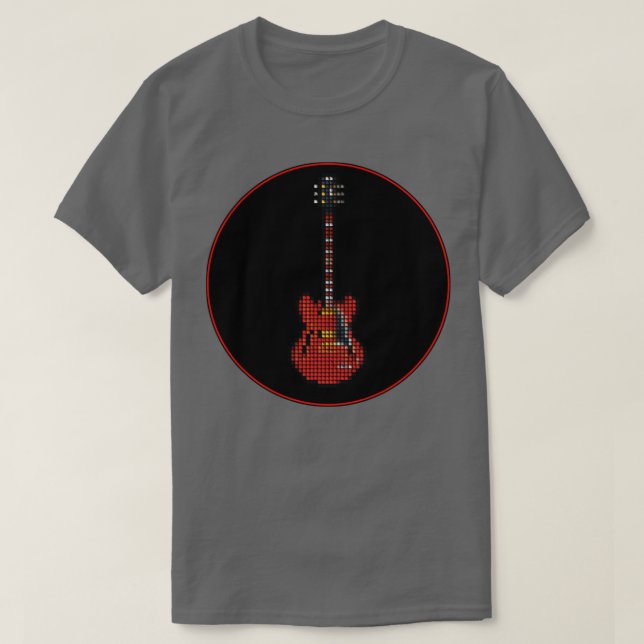T-shirt Tuile Pixel Red SG Guitare dans un cercle noir (Design devant)