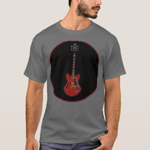 T-shirt Tuile Pixel Red SG Guitare dans un cercle noir