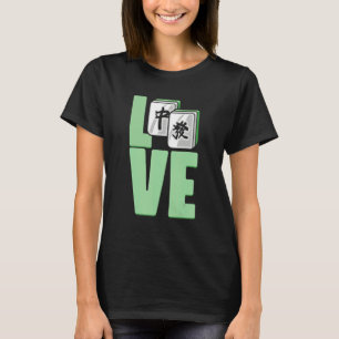 T-shirt Tuiles de jeu d'amour de Mahjong chinois pour joue