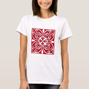 T-shirt Tuiles marocaines - rouge foncé et blanc