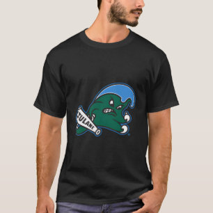 T-shirt Tulane vert Vague gauche icône de la poitrine noir