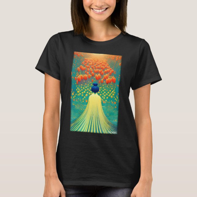 T-shirt Tulip Lily Fleur printemps Meadow Green Gard natur (Devant)