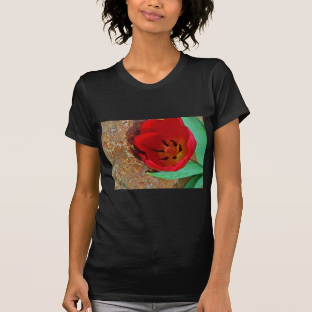 T-shirt Tulipe jaune printemps et rouge (Devant)