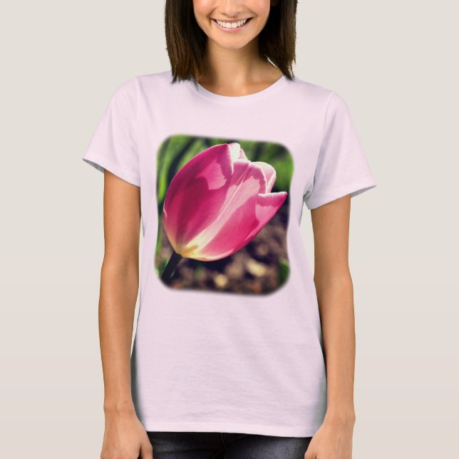 T-shirt Tulipe rose soleil nature florale (Devant)