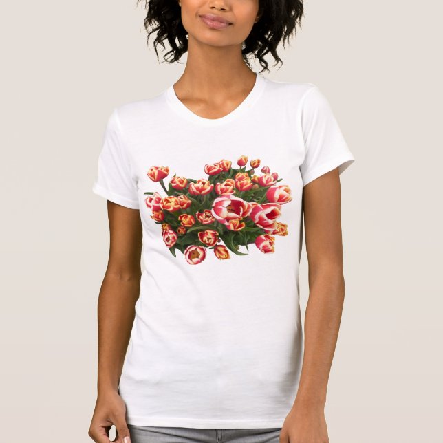 T-shirt Tulipes Bella en toile rouge et blanc (Devant)