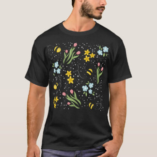 T-shirt Tulipes d'abeilles mignonnes et jonquilles de jonq